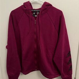 Adidas Burgundy Zip-Up Hoodie